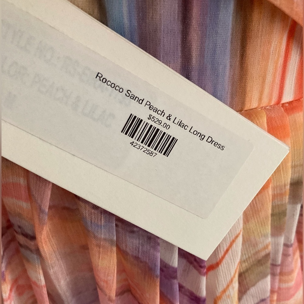 Rococo Sand NWT Dress Eira Long Dress Peach Lilac Chiffon Halter Open Back - Picture 12 of 16